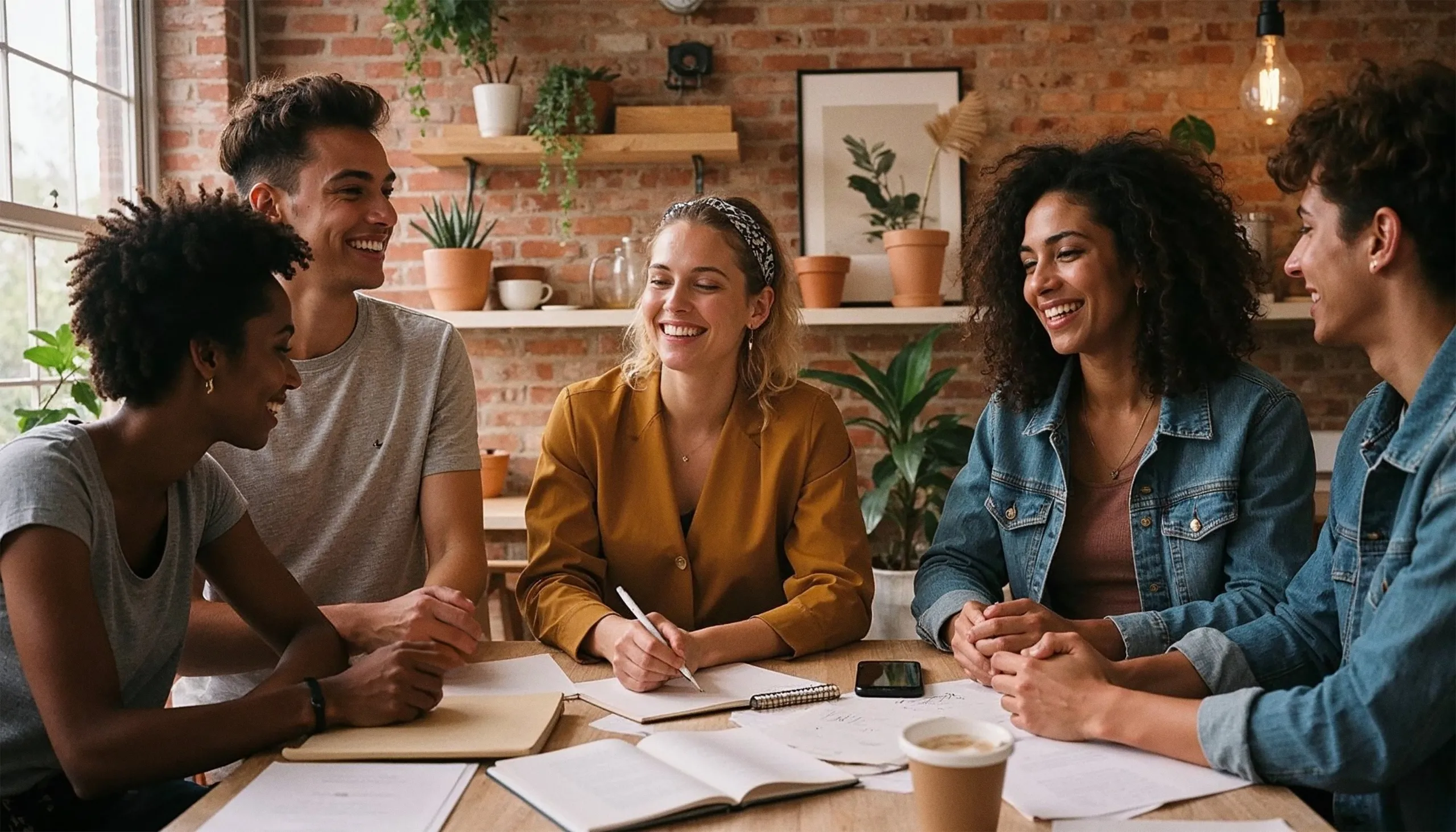 mixed-group-discussing-ideas-vibrant-space